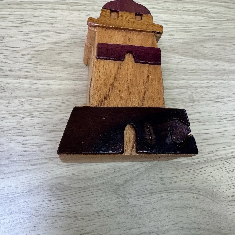 Handcrafted Wooden Lighthouse Shape Secret Jewelry Puzzle Box 4.5